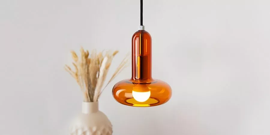 ECO-LIGHT Pendelleuchte Perseus E14 Aluminium/Glas amber