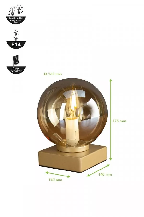 ECO-LIGHT Tischleuchte Pluto E14 Glas Gold / Amber