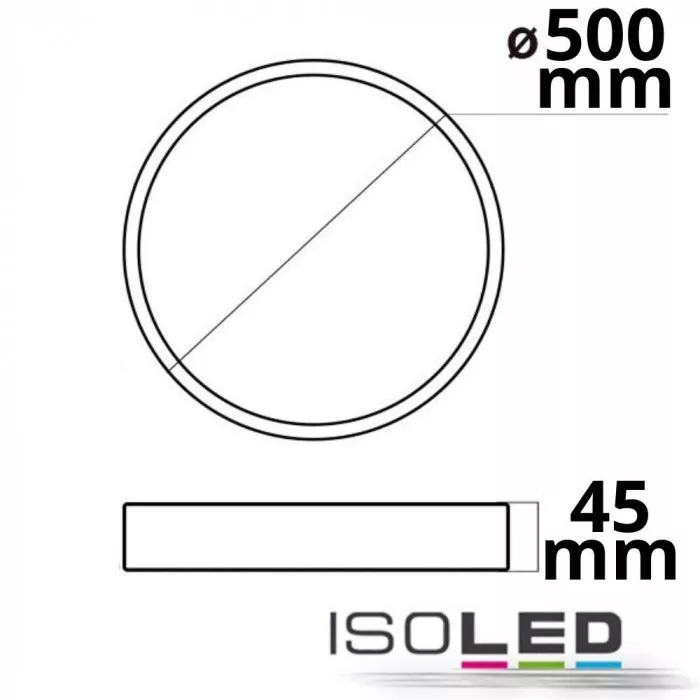 IsoLED Deckenleuchte PRO schwarz 36W rund 500mm ColorSwitch 2700K|3000K|4000K dimmbar