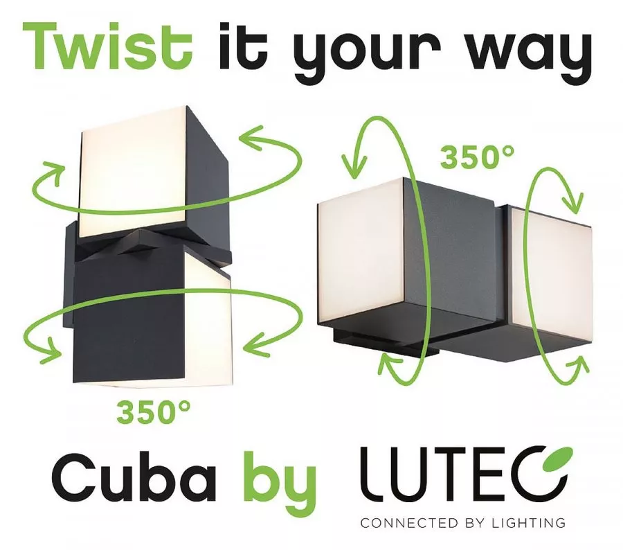 LUTEC LED Aussenwandleuchte Cuba 2x12,2W 1000lm 3000K IP54 Aluminium Anthrazit