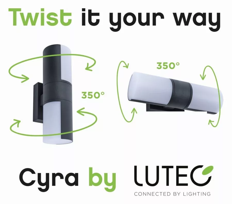 LUTEC LED Aussenwandleuchte Cyra 16,1W 950lm 3000K IP54 Aluminium Anthrazit