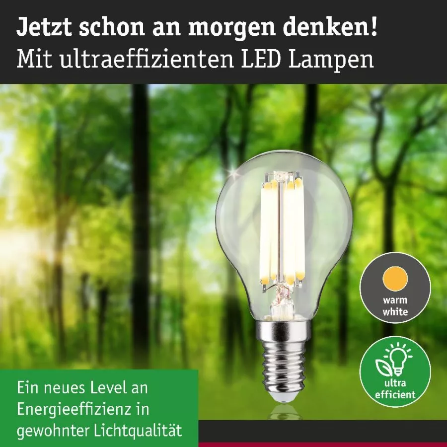 Paulmann 29197 Eco-Line Filament 230V LED Tropfen E14 82mm 525lm 2,5W 3000K Klar