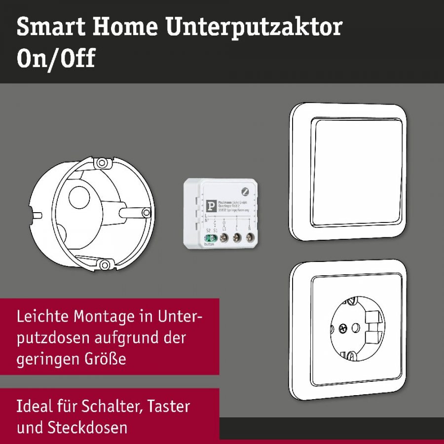 Paulmann 50139 Unterputzaktor Smart Home Zigbee 3.0 On/Off Weiß