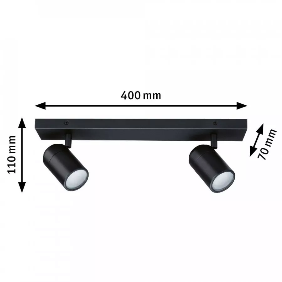 Paulmann 66775 Spotlight Zyli IP44 GU10 230V max. 2x10W dimmbar Schwarz matt