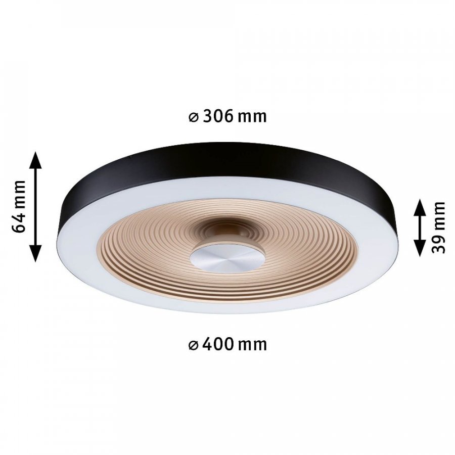 Paulmann 71180 LED Deckenleuchte Volea IP44 3000K 500lm / 2400lm 230V 4 / 1x18,5W dimmbar Schwarz/Gold