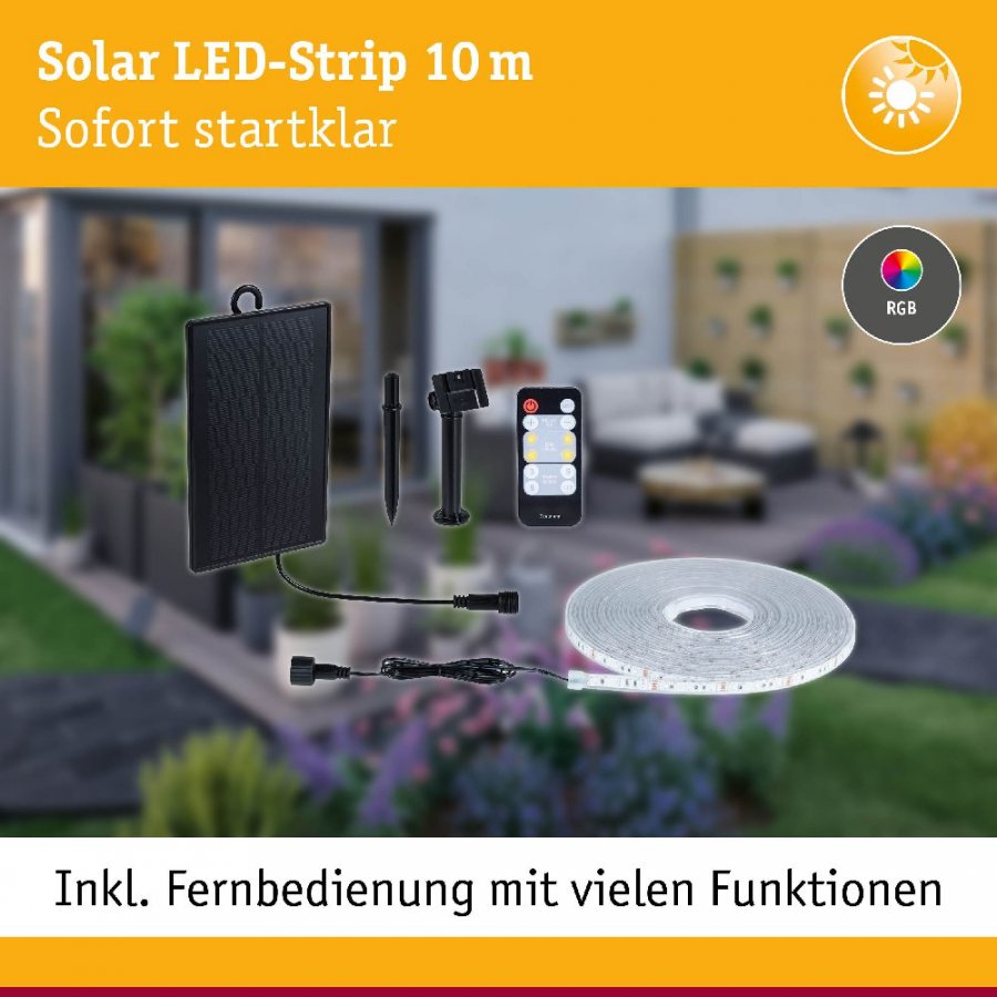 Paulmann 71196 LED Stripe Solar inkl. Fernbedienung 10m IP44 3,8W 14lm/m 60 LEDs/m RGB