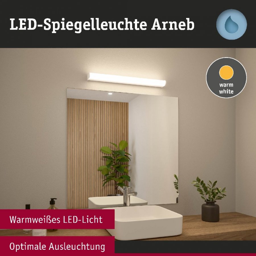 Paulmann 71209 Selection Bathroom LED Wandleuchte Arneb IP44 3000K 1000lm 230V 12,5W Weiß_5