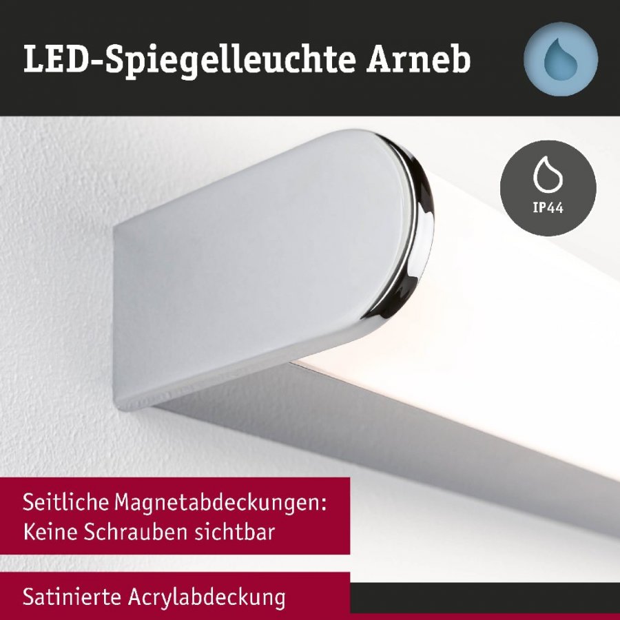 Paulmann 71210 Selection Bathroom LED Wandleuchte Arneb IP44 3000K 1000lm 230V 12,5W Chrom_5