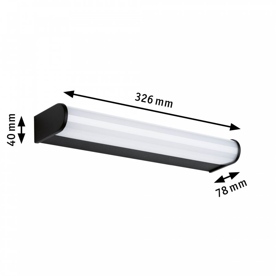 Paulmann 71211 Selection Bathroom LED Wandleuchte Arneb IP44 3000K 700lm 230V 9W Schwarz_7