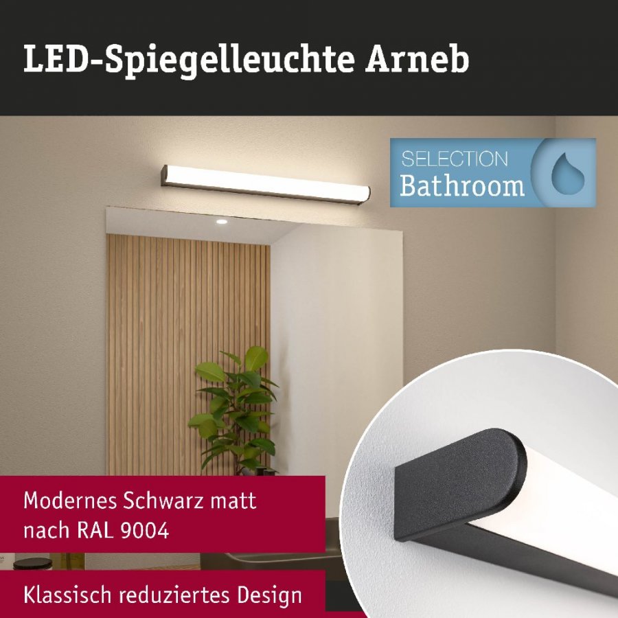 Paulmann 71212 Selection Bathroom LED Wandleuchte Arneb IP44 3000K 1000lm 230V 12,5W Schwarz_3