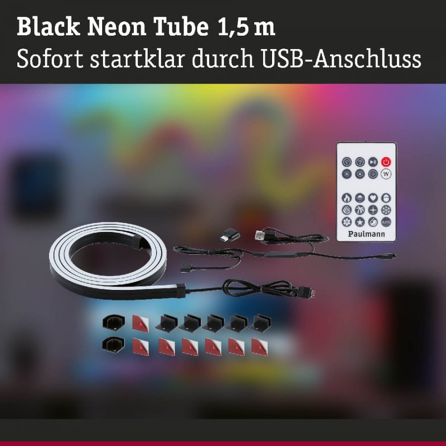 Paulmann 79555 EntertainLED LED Schlauch Black Neon 1,5m 3W 84 LEDs/m RGB+