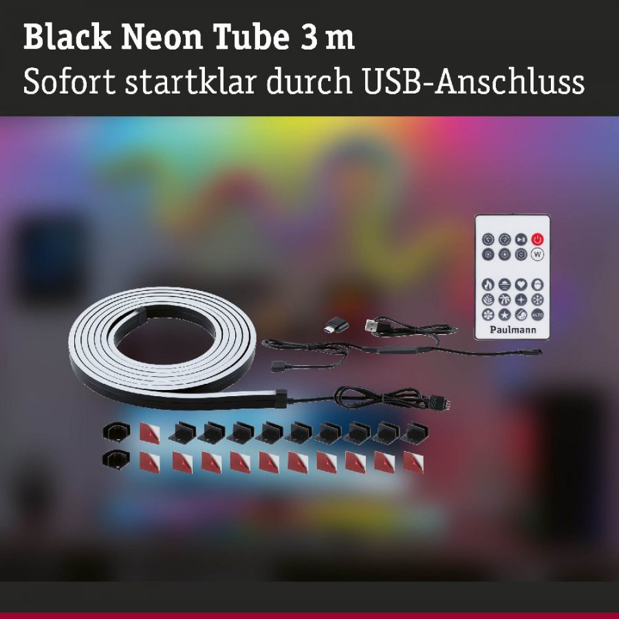 Paulmann 79556 EntertainLED LED Schlauch Black Neon 3m 5W 84 LEDs/m RGB+