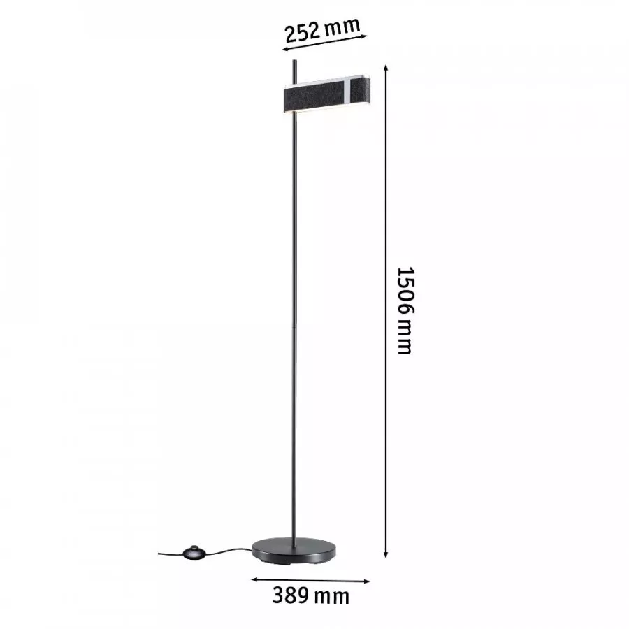 Paulmann 79993 LED Stehleuchte Smart Home Zigbee 3.0 Jagun Tunable White 1250lm 19,5W Anthrazit Filz/Kunststoff/Metall