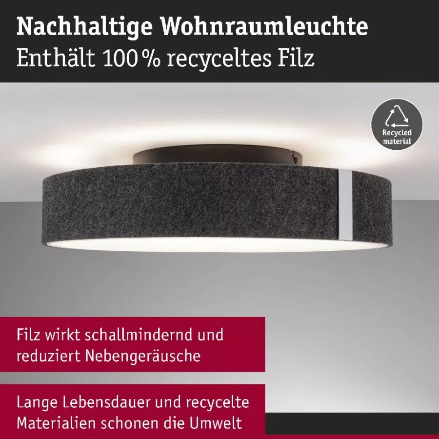 Paulmann 79994 LED Deckenleuchte Smart Home Zigbee 3.0 Malika Tunable White 2500lm 230V 26W dimmbar Anthrazit