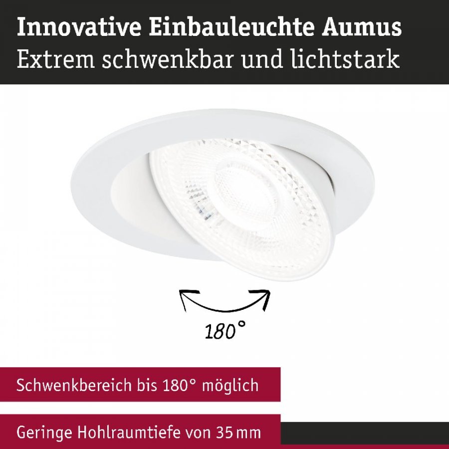 Paulmann 92254 LED Einbauleuchte White Select Aumus 3er-Set rund 105mm 90° 3x5W 3x700lm 230V dimmbar 2700 - 6500K Weiß