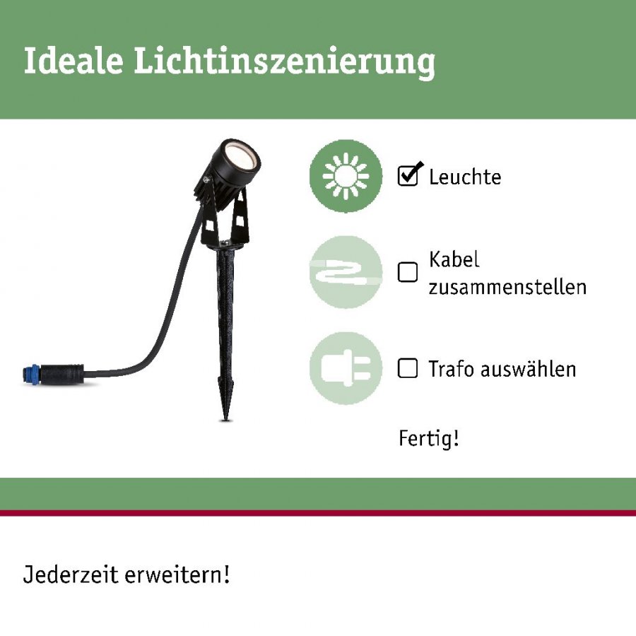 Paulmann 94374 Plug & Shine LED Gartenstrahler Warmweiß Einzelspot IP65 3000K 3,5W Schwarz_7