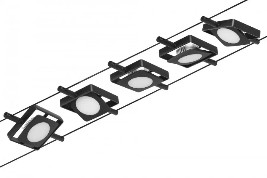 Paulmann 94424 Seilsystem MacLED Schwarz matt/Chrom 5x4,5W 3.000 DC 60VA 5 Spots