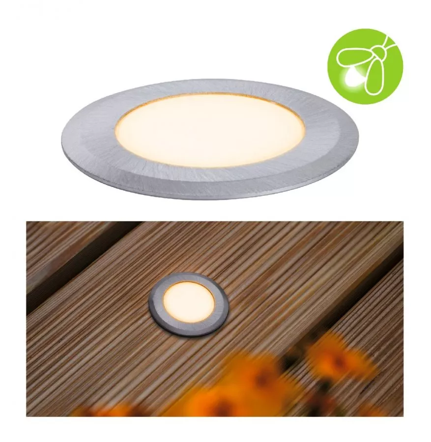 Paulmann 94726 LED Bodeneinbauleuchte Goldlicht insektenfreundlich IP67 rund 50mm 2200K 2,2W 60lm 230V Alu Kunststoff/Metall