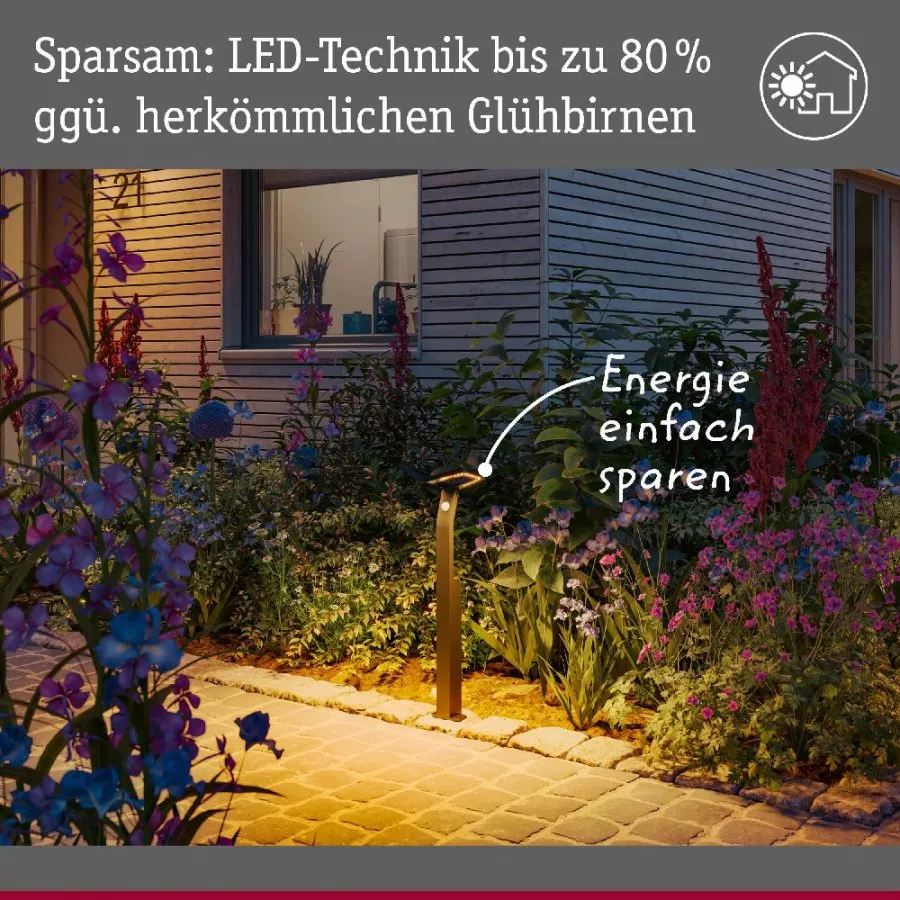 Paulmann 94792 LED Pollerleuchte Smart Home Zigbee 3.0 Alara Bewegungsmelder insektenfreundlich IP44 eckig 665mm 3000 - 2200K 10W 450lm