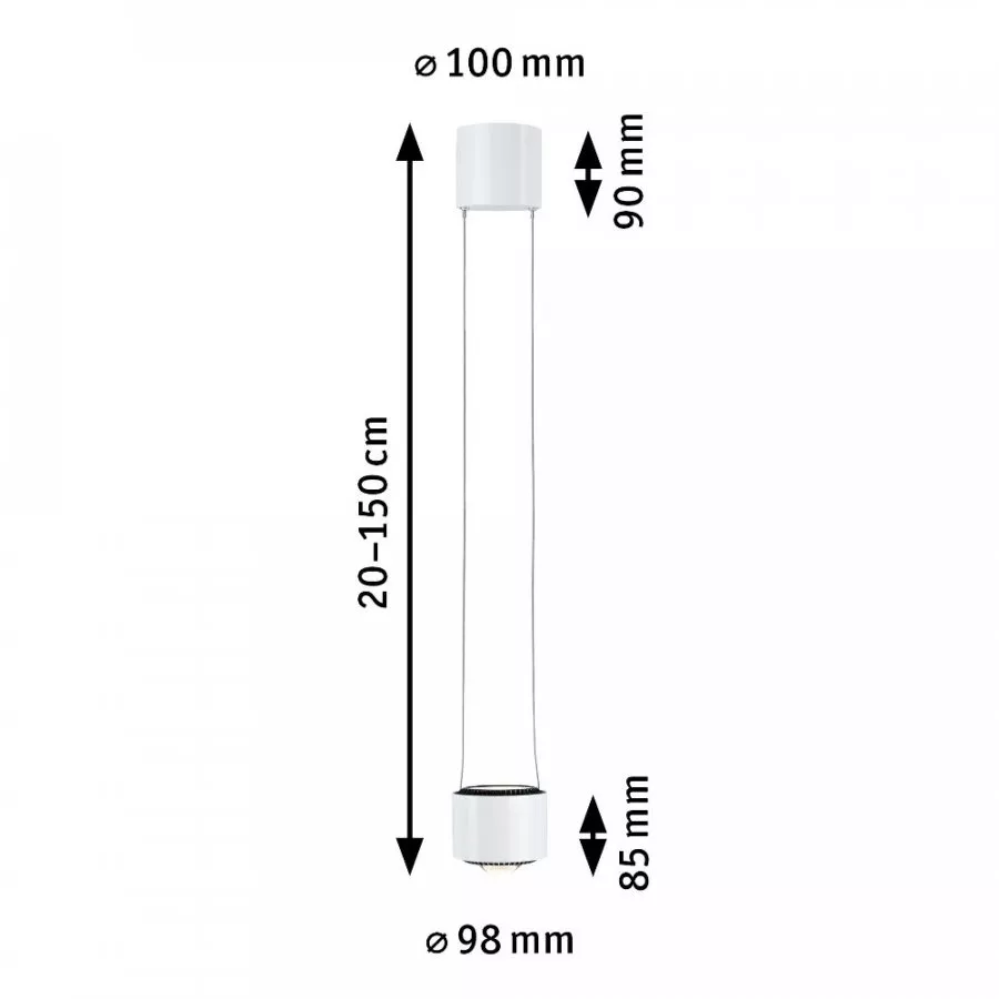 Paulmann 94903 URail LED Pendel Aldan 850lm/460lm 8,5W 3000K dimmbar 230V Signalweiß