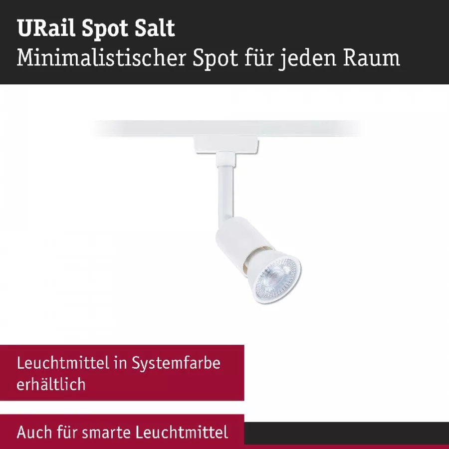 Paulmann 95635 URail LED Schienenspot Salt GU10 max. 10W dimmbar 230V Signalweiß