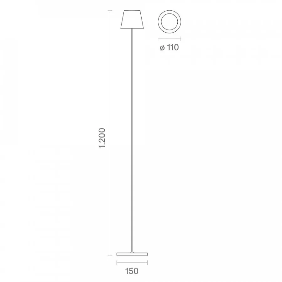 Sigor Akku-Stehleuchte Nuindie USB-C 1200mm Tannengrün 2,2W FlexMood 2200K/2700K IP54 168/197lm Ra85