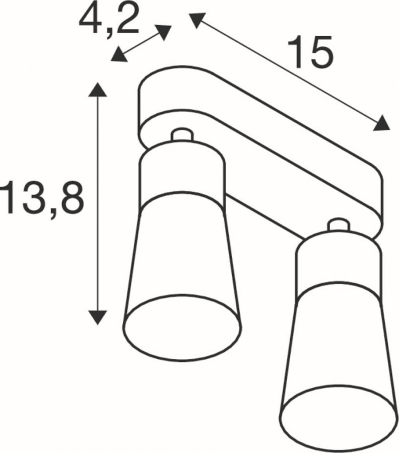 SLV Puri 2.0 Cone Wand- und Deckenaufbauleuchte long 2x max. 6W GU10 schwarz / gold_2