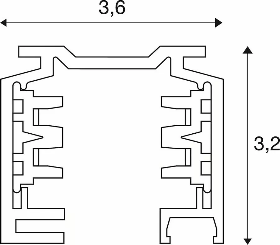 SLV Eutrac 3-Phasen-Aufbauschiene Hochvoltschiene 2m silbergrau