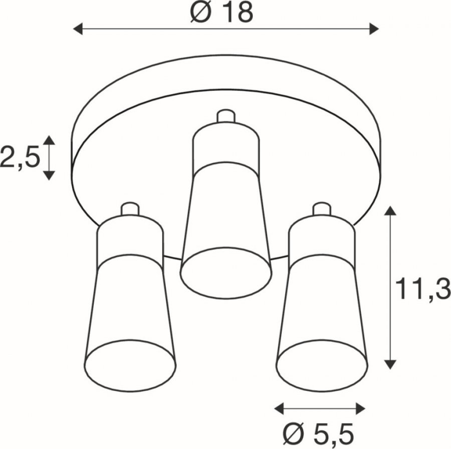 SLV Puri 2.0 Cone Wand- und Deckenaufbauleuchte rund 3x max. 6W GU10 grau_2