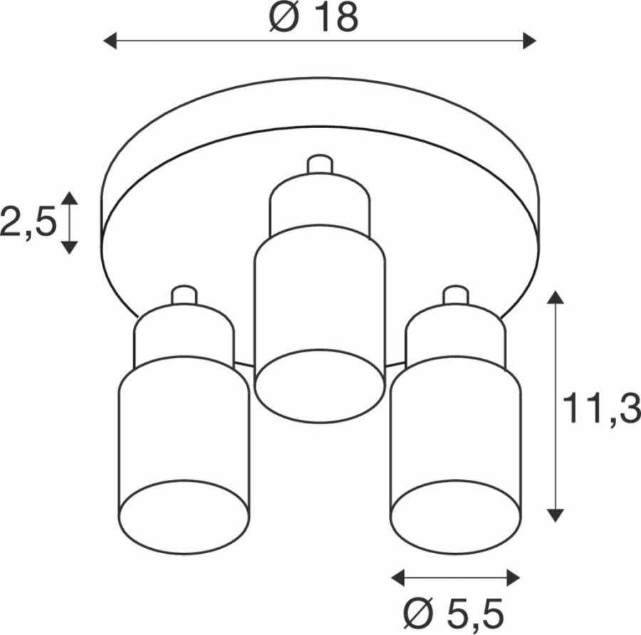 SLV Puri 2.0 Tube Wand- und Deckenaufbauleuchte rund 3x max. 6W GU10 weiß_2